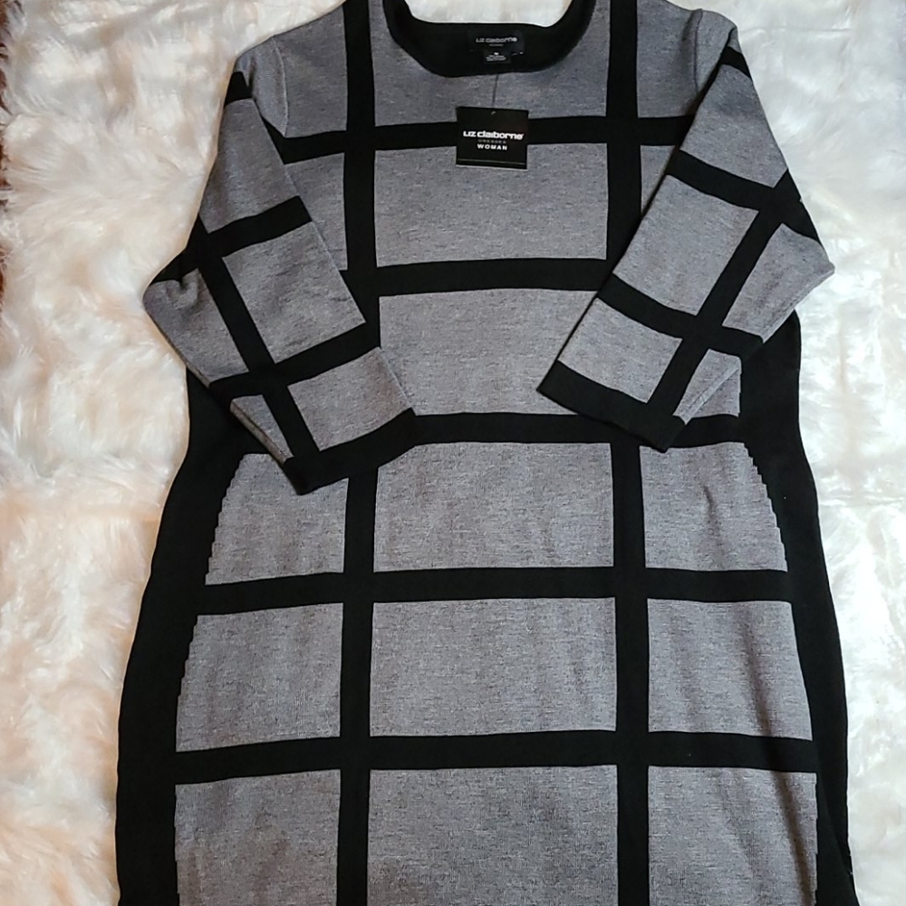 Liz Claiborne new black & gray dress 1XL Brand new